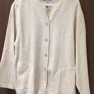 Sangam ivory jacket tunic pockets 100% cotton, India, sz M